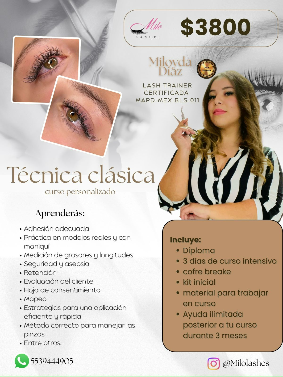Miloyda Diaz, lash trainer certificada de Milolashes