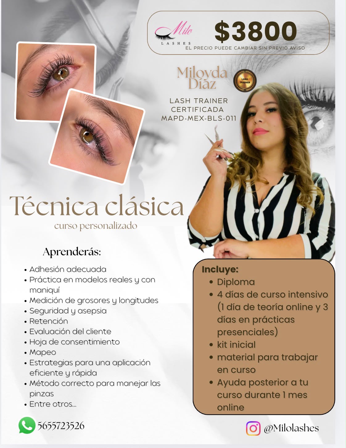 Miloyda Diaz, lash trainer certificada de Milolashes